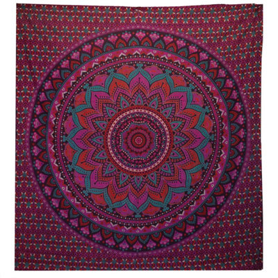 Double Cotton Bedspread & Wall HangingClassic Mandala In Purple from B&Q