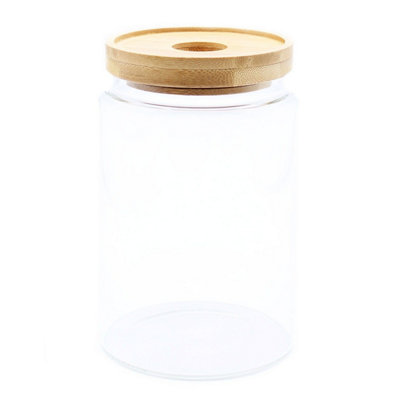 Cottage Bamboo Glass Jar15CmClear Storage Container For Pantry & Crafts from B&Q