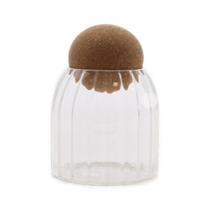 Cottage Cork-Ball Glass JarRibbed 10Cm For Dry Goods & Decor from B&Q