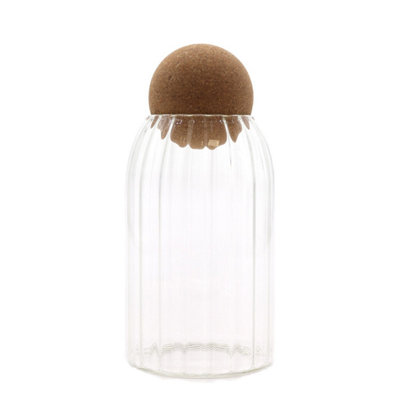 Cottage Cork-Ball Glass JarRibbed 15Cm For Pantry & Decor from B&Q