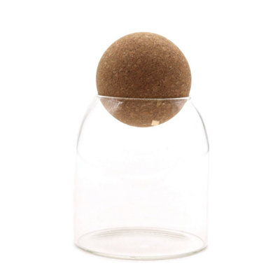 Cottage Cork-Ball Glass JarClear 10Cm For Spices & Herbs from B&Q