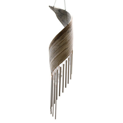 Coconut Leaf Wind ChimesWhitewashHandcrafted Coastal Decor from B&Q