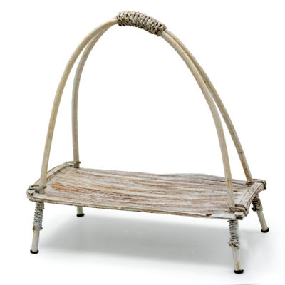 Eco-Friendly Coconut Leaf Tea StandHandcrafted Whitewashed Rattan from B&Q