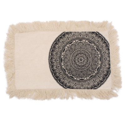 Traditional Mandala Cushion 30X50CmBlackElegant & Durable Decor from B&Q