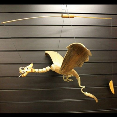  - Large Natural Coconut Dragon MobileHandmade Garden & Indoor Decor