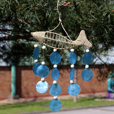 String Fish & Blue Copis Drop DecorHandcrafted Coastal Accent from B&Q