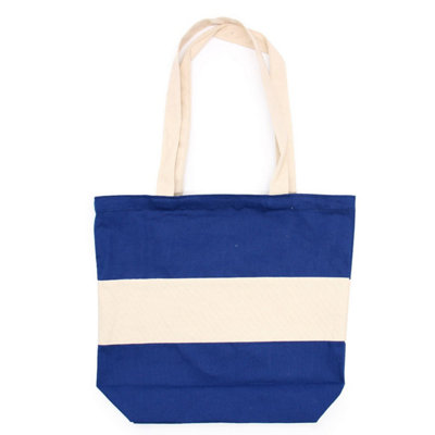  - Two Tone Cotton Bag 38X42X12CmBlue & Natural10Oz Durable Tote