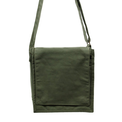 B&Q Green Cotton Canvas Messenger Bag - Durable, Stylish & Spacious