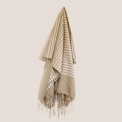 Indian Handcrafted Cotton Pareo Towel100X180CmWarm Sand from B&Q