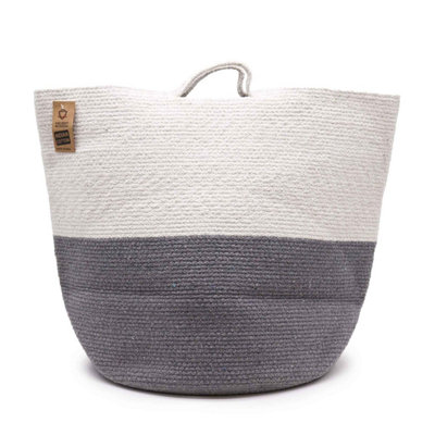 Cotton Rope Laundry & Storage Basket 45X40CmGreyDurable & Spacious from B&Q