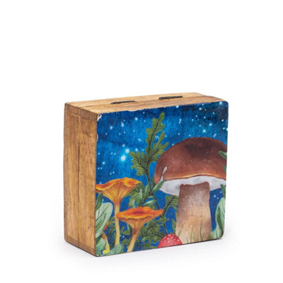 Small Enameled Square Box 10X10Cm With Mushroom Design from B&Q