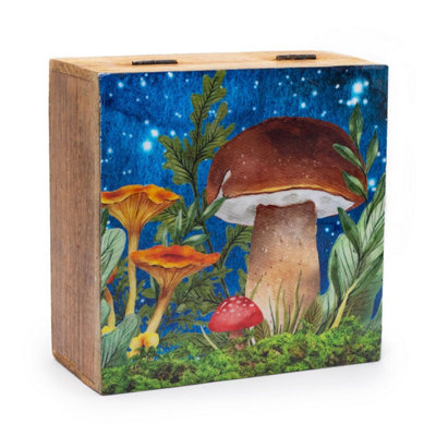 Teal Mushroom Design Big Square Storage Box 15X17.5X8Cm from B&Q