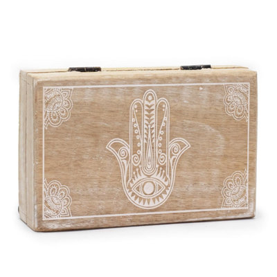 Big Whitewash Hamsa Rectangle Storage Box 21.5X14X6.3Cm from B&Q
