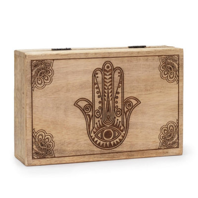 Elegant Black Hamsa Engraved Rectangle Storage Box 21.5X14X6.3Cm from B&Q