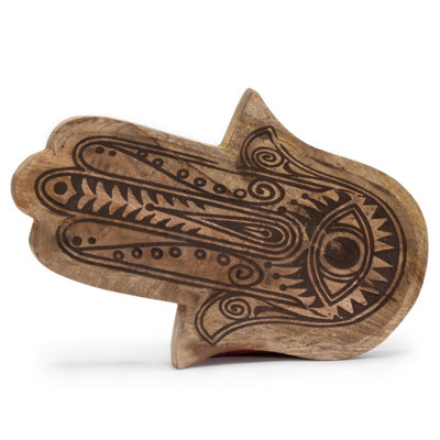 Hamsa Black Engraved Long Tray 30X20.5X2.5CmElegant Display Piece from B&Q