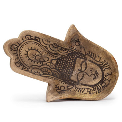 Hamsa & Buddha Black Engraved Long Tray 30X20.5Cm For Decor & Gift from B&Q