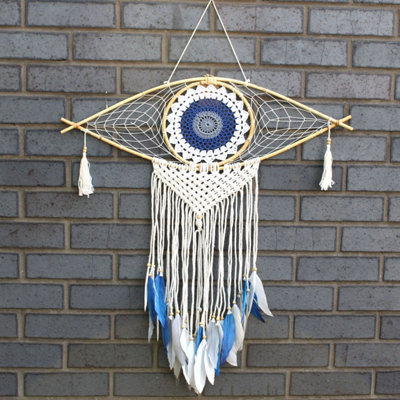 Large Macrame Evil Eye Dream CatcherProtection & Good Vibes from B&Q