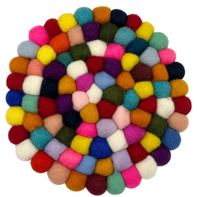 Multi-Color Felt Ball Round PlacematHandmadeDurable & Vibrant from B&Q