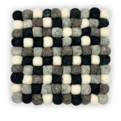 Multi Grey Felt Ball Square PlacematHandmadeDurable & Stylish from B&Q