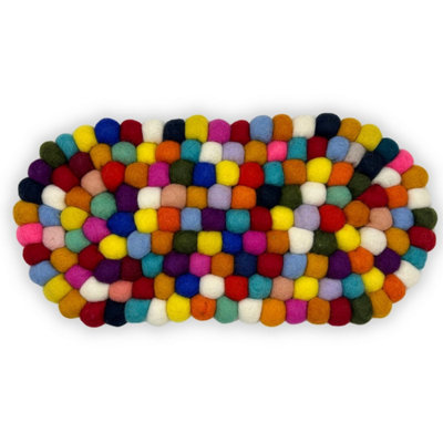 Multi-Color Felt Ball Oval Center Mat For BowlsVases & Hot Dishes from B&Q