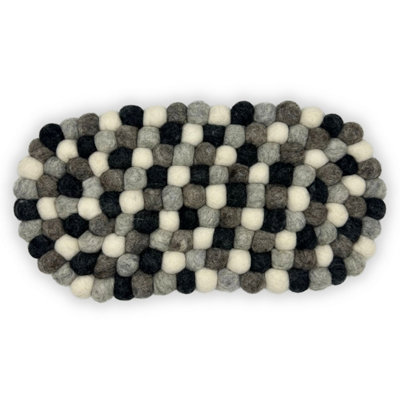 Multi Grey Felt Ball Oval Center MatHandmadeDurable & Elegant from B&Q