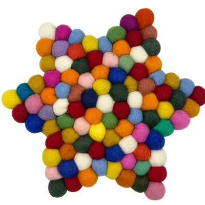 Multi-Color Felt Ball Star Center MatBrightDurable & Playful Table Decor from B&Q