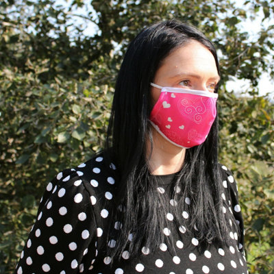 Reusable Pink Hearts Fashion Face Covering For AdultsStylish & Eco-Friendly from B&Q