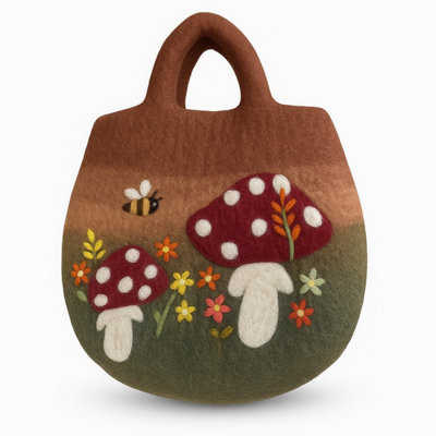 Whimsical Mushroom Garden Felted BagHandcrafted & Durable from B&Q