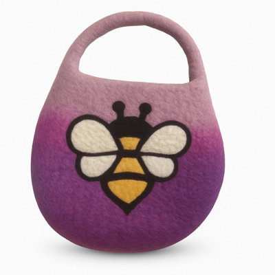 Lavender Water Felted Bee Bag With Handle & MagnetStylish & Handcrafted from B&Q