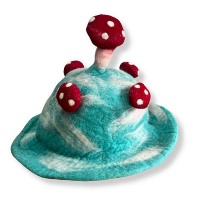 Sky Blue Felted Mushroom HatWhimsicalSoft& Lightweight from B&Q