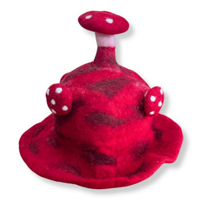 Red Felted Mushroom HatWhimsical Costume Accessory For All Ages from B&Q