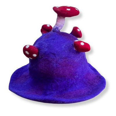 Vibrant Violet Felted Mushroom HatWhimsical Costume Accessory from B&Q