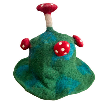 Moss Mountain Green Felted Mushroom HatWhimsicalSoft & Durable from B&Q