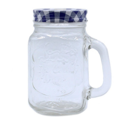  - Funky Mason Jar With Lid450Ml Cold Drink GlassRetro Style