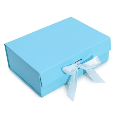 Large Baby Blue Flat Pack Gift BoxEasy AssemblyElegant Presentation from B&Q