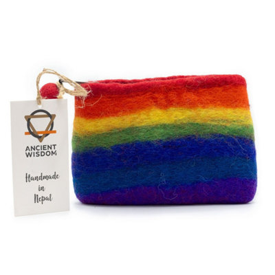 Rainbow Natural Felt Zipper PouchColorful & Portable Organizer from B&Q