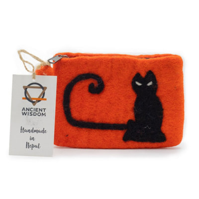 Natural Felt Cat Face Zipper PouchSmall Storage Organizer from B&Q