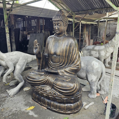 Large Antique Gold Buddha On Lotus Statue 2M Meditation Decor from B&Q