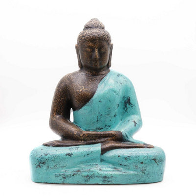 Medium Buddha Statue With Turquoise & Stone0.5M Decorative & Meditative Piece from B&Q