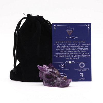 Amethyst Small Dragon Head CarvingCalming Purple Gemstone Decor from B&Q