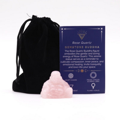 Rose Quartz Small Buddha FigurineLove & Serenity Decor & Gift from B&Q