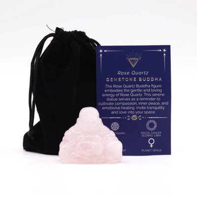 Rose Quartz Large Buddha FigurineLove & Serenity Decor & Gift from B&Q