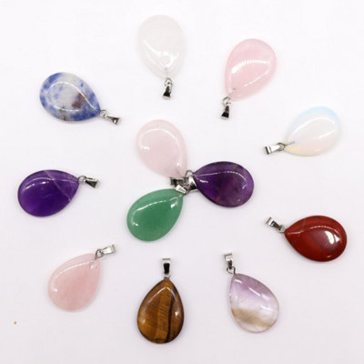 12 Assorted Gemstone Teardrop Pendants25X18mm For Jewelry & Crafts from B&Q