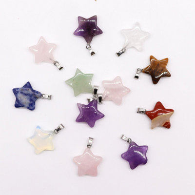  - 12 Assorted Gemstone Star Pendants 20X6mm For Jewelry & Crafts
