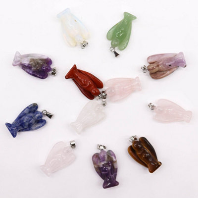 B&Q 12 Assorted Gemstone Mini Angel Pendants - Elegant Jewelry & Keepsakes