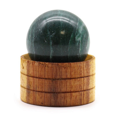 Indian Jade Gemstone Sphere 40mm With Stand For Decor & Spirituality
