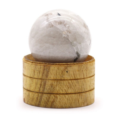 Indian Moonstone 40mm Gemstone Sphere With Stand For Meditation & Decor