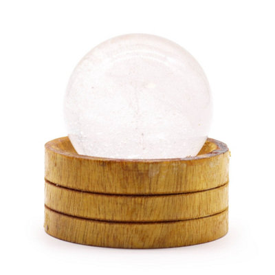  - Clear Quartz Gemstone Sphere 50mm With Stand For Meditation & Display