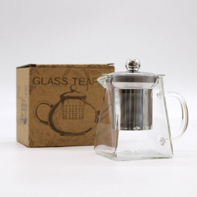 Elegant Tower Glass Infuser Teapot 350MlLoose Leaf & Blooming Tea Maker from B&Q