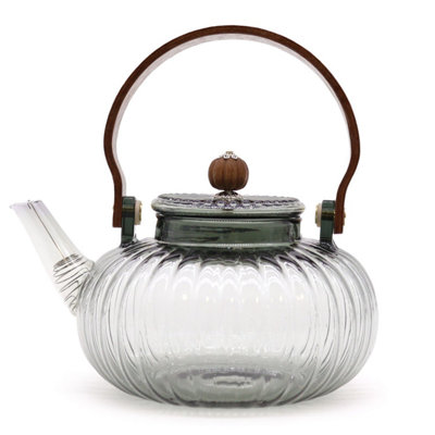 Charcoal Ribbed Pearl Glass Infuser Teapot 950MlElegant & Practical from B&Q